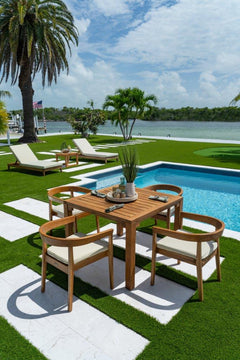 Panama Jack Bali Teak 5-Piece Square Dining Set with Cushions, Grade A