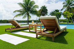 Panama Jack Bali Teak Chaise Lounge with Cushion for Outdoor Patio