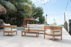 Panama Jack Bali Teak 5-Piece Seating Set, Grade A Teak Outdoor Patio