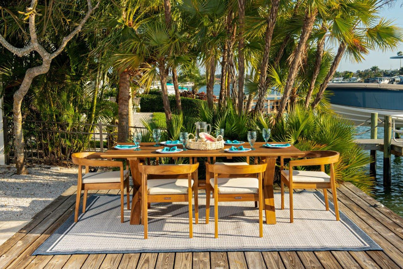 Panama Jack Bali Teak 7-Piece Rectangular Dining Table, Grade A Teak