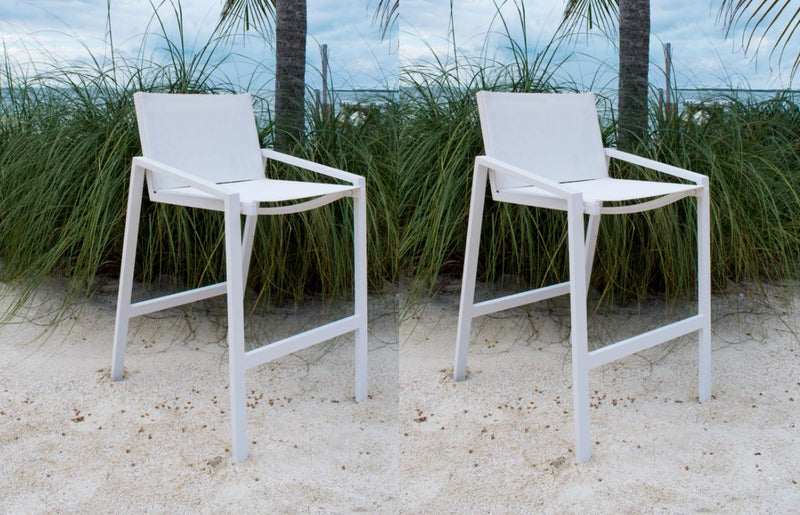 Panama Jack Mykonos Stackable Barstool - White Aluminum