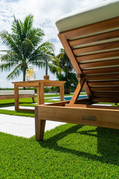 Panama Jack Bali Teak Chaise Lounge with Cushion for Outdoor Patio