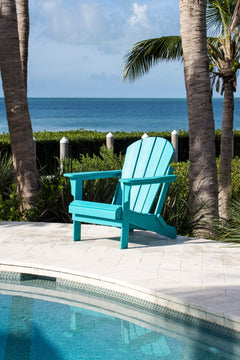 Panama Jack Poly-Resin Folding Teal Adirondack Chair, Weather-Resistant