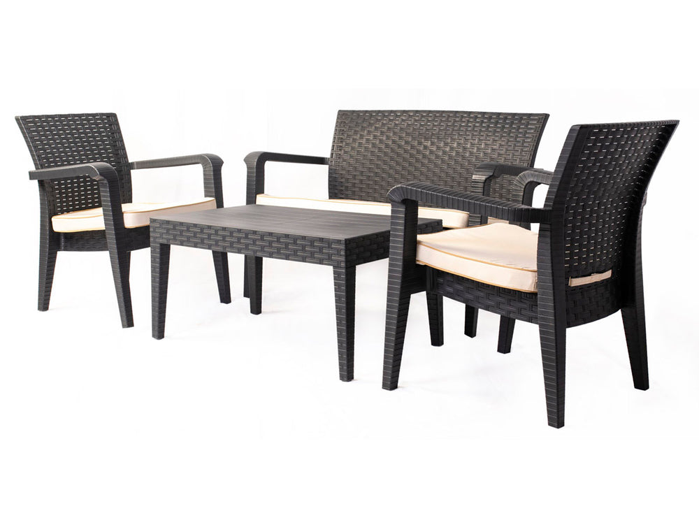 Alaska 4-Piece Seating Set with Cushions-Anthracite — Cream