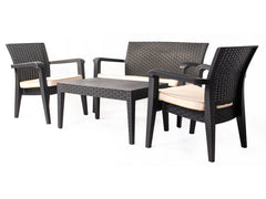 Alaska 4-Piece Seating Set with Cushions-Anthracite — Cream