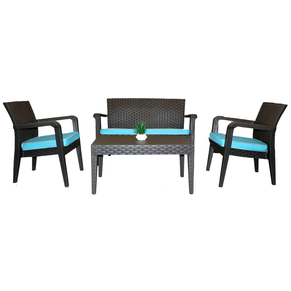 Alaska 4-Piece Seating Set with Cushions-Anthracite — Teal
