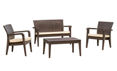 Alaska 4-Piece Seating Set with Cushions-Brown — Cream