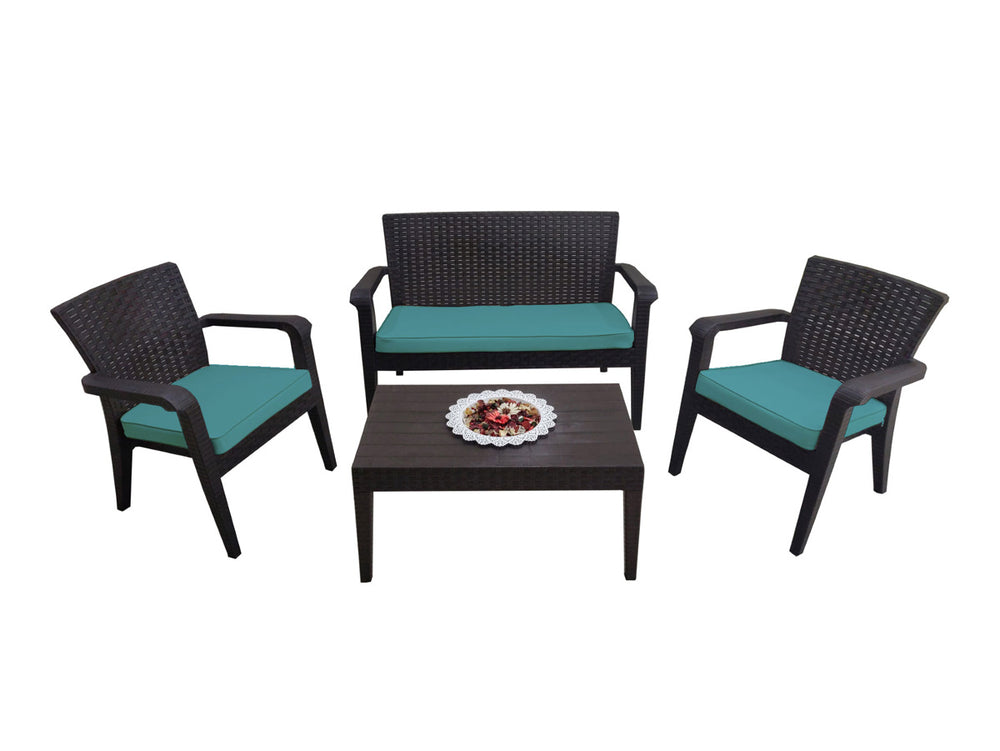 Alaska 4-Piece Seating Set with Cushions-Brown — Teal