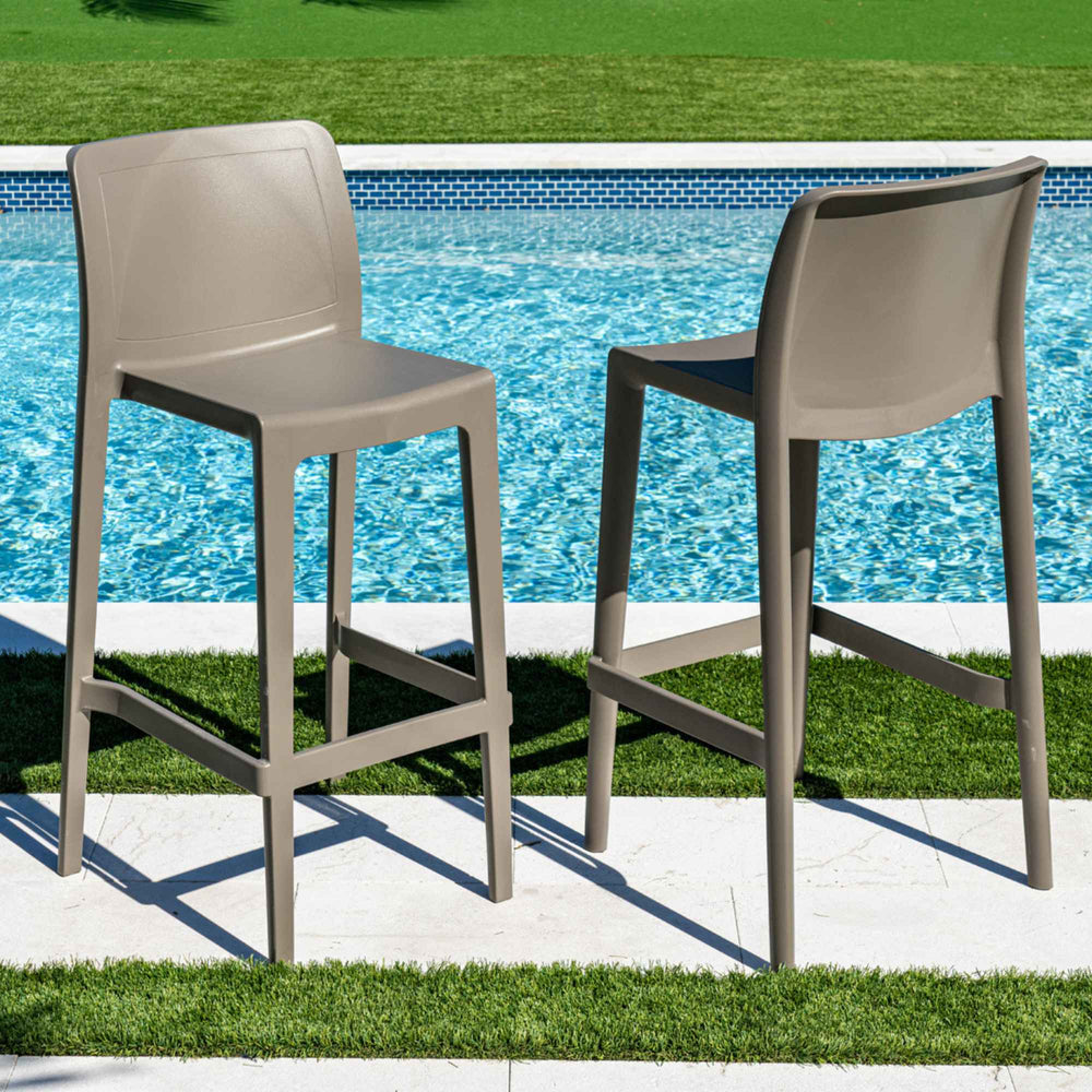 Luna Set of 2 Barstools - Anthracite — Brown