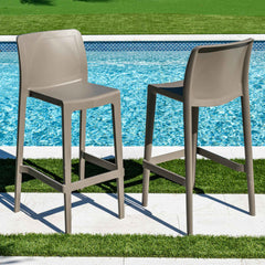 Luna Set of 2 Barstools - Anthracite — Brown