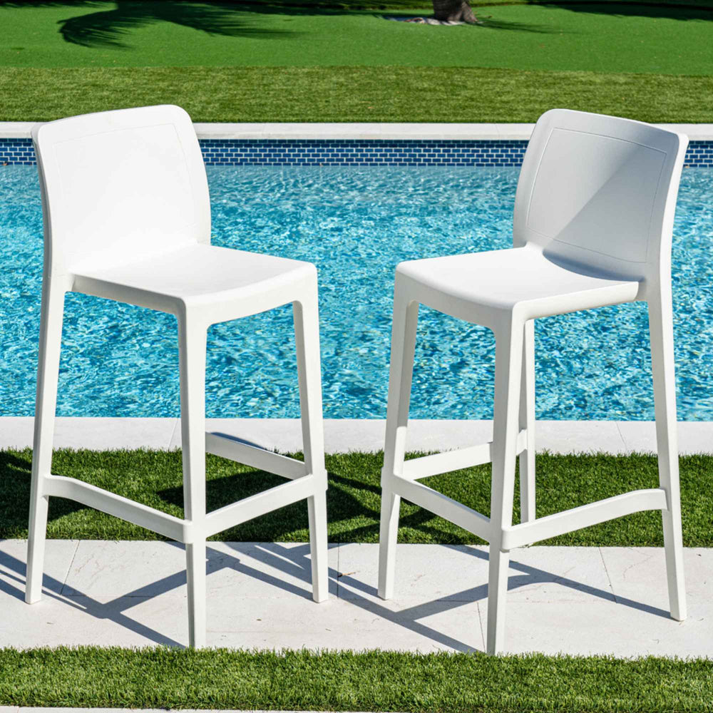 Luna Set of 2 Barstools - Anthracite — White