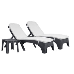 Roma 3-Piece Chaise Lounger Set with Cushion-Anthracite — Cream