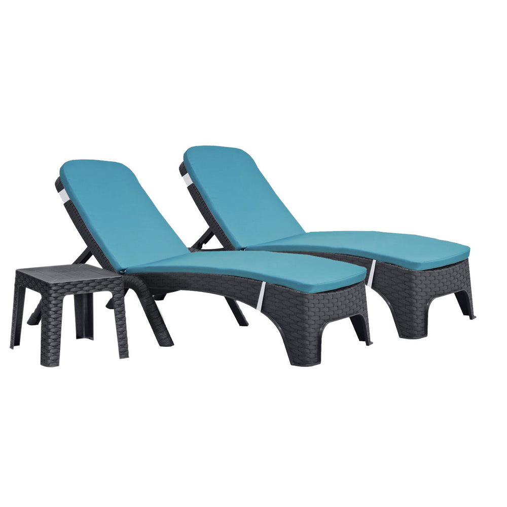 Roma 3-Piece Chaise Lounger Set with Cushion-Anthracite — Teal