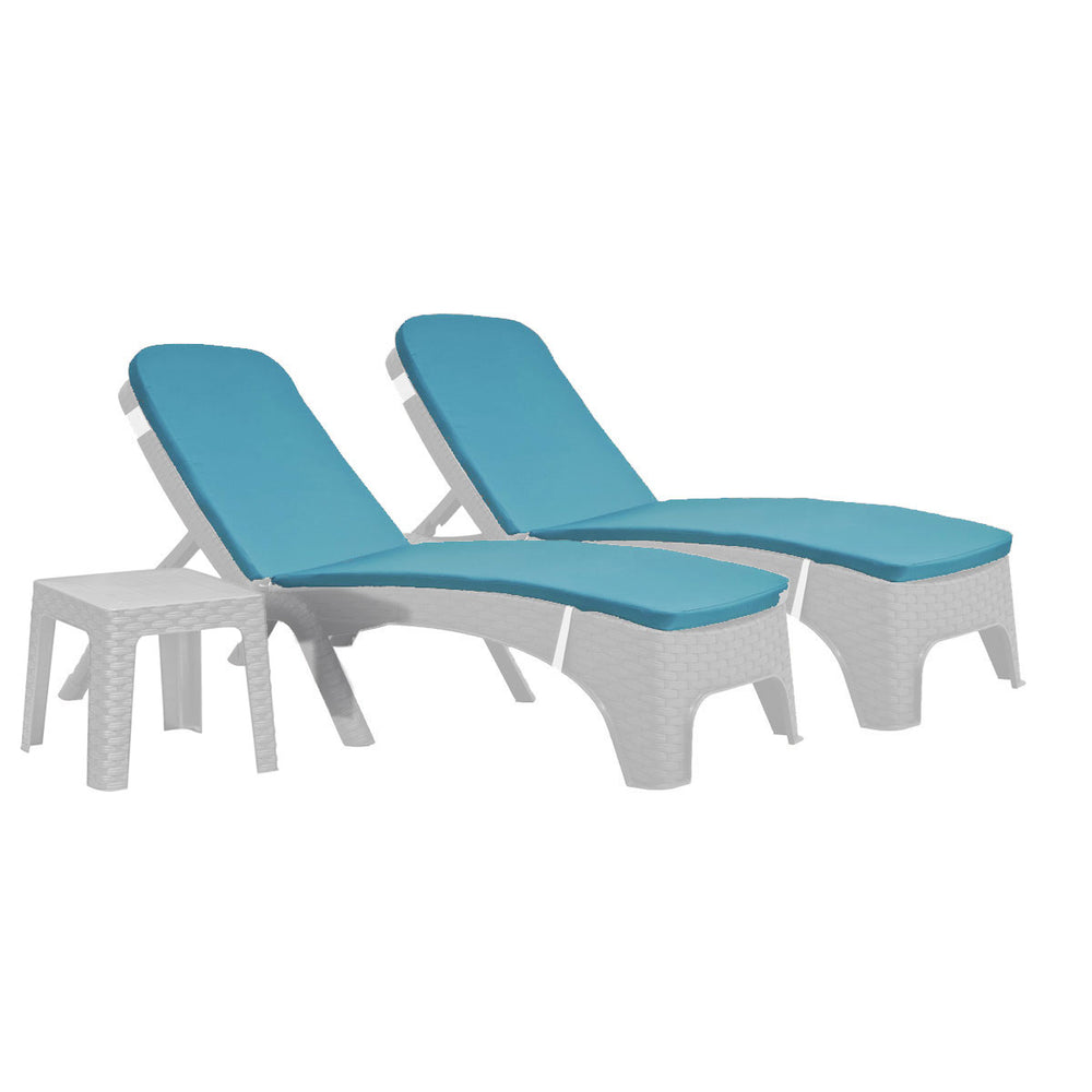 Roma 3-Piece Chaise Lounger Set with Cushion-White — Teal
