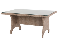 6 Piece Outdoor Sectional Dining Set with Wicker Sofa, Table & Cushioned Stools