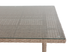 6 Piece Outdoor Sectional Dining Set with Wicker Sofa, Table & Cushioned Stools