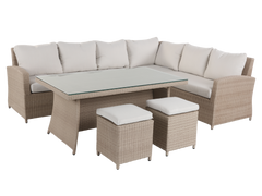 6 Piece Outdoor Wicker Sectional Dining Set with Cushions
