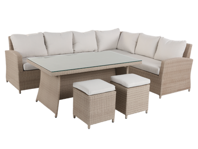 6 Piece Outdoor Wicker Sectional Dining Set with Cushions