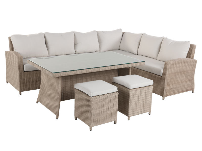 6 Piece Outdoor Wicker Sectional Dining Set with Cushions