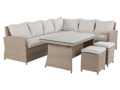 6 Piece Outdoor Wicker Sectional Dining Set with Cushions
