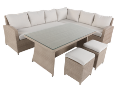 6 Piece Outdoor Wicker Sectional Dining Set with Cushions