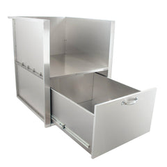 Blaze Stainless Steel Kamado Sleeve with Storage Drawer - SKU: BLZ-KMDO-SLV-LT