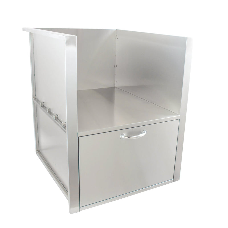 Blaze Stainless Steel Kamado Sleeve with Storage Drawer - SKU: BLZ-KMDO-SLV-LT