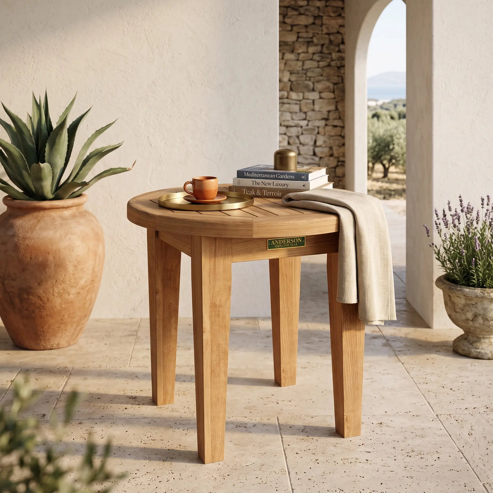 Brianna 20" Round Side Table in Teak