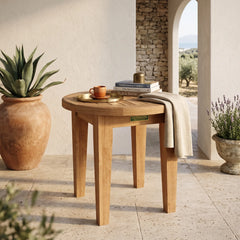 Brianna 20" Round Side Table in Teak