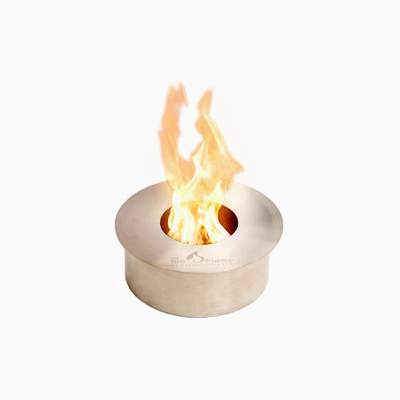 The Bio Flame 13-inch round ventless ethanol burner in stainless steel