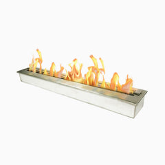 The Bio Flame 48-inch linear ventless ethanol burner in stainless steel