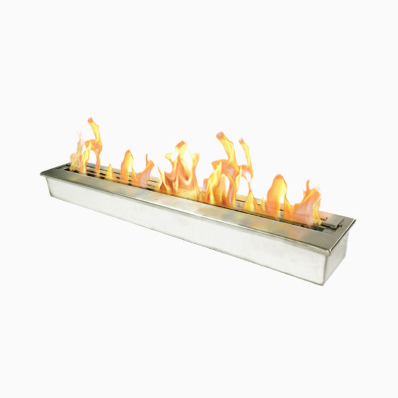 The Bio Flame 48-inch linear ventless ethanol burner in stainless steel