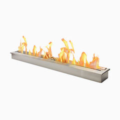 The Bio Flame 72-inch linear ventless ethanol burner in stainless steel