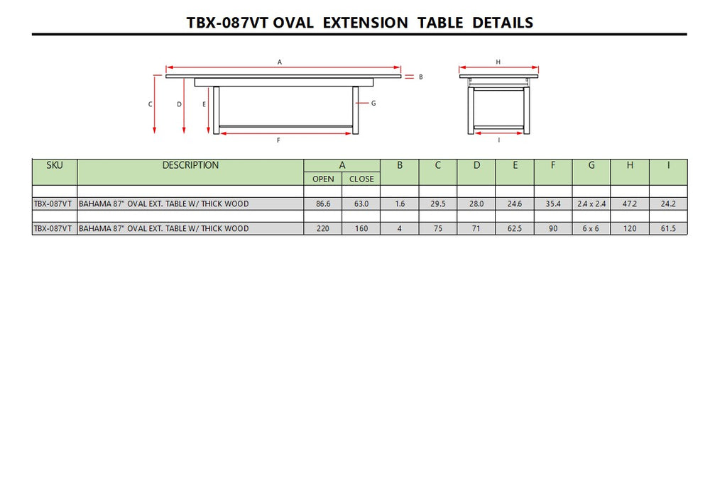 Bahama 87" Oval Extension Table Extra Thick Wood - image 5
