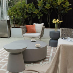 Elementi Chronos 17.7" Round Concrete Side Table FEG07