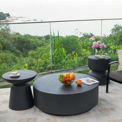Elementi Chronos 17.7" Round Concrete Side Table FEG07