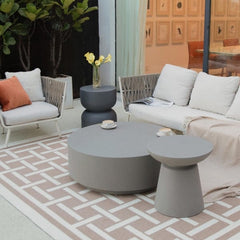 Elementi Chronos 17.7" Round Concrete Side Table FEG07