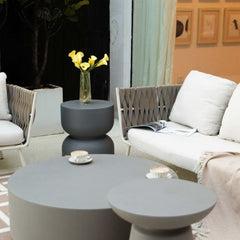 Elementi Chronos 17.7" Round Concrete Side Table FEG07