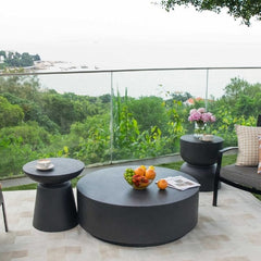 Elementi Chronos 17.7" Round Concrete Side Table FEG07