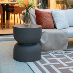 Elementi Chronos 17.7" Round Concrete Side Table FEG07