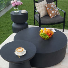 Elementi Chronos 17.7" Round Concrete Side Table FEG07