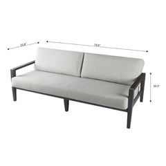 Elementi Laguna Outdoor Aluminum 3-Seat Sofa with Sunbrella Cushions OS2506T