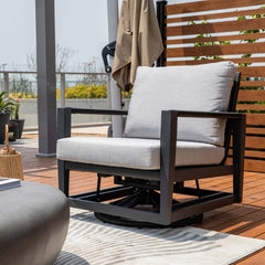 Elementi Laguna Aluminum Swivel Glider Chair - Wicker Armrests OS2506W