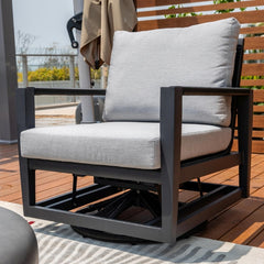 Elementi Laguna Aluminum Swivel Glider Chair - Wicker Armrests OS2506W
