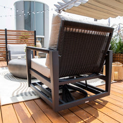Elementi Laguna Aluminum Swivel Glider Chair - Wicker Armrests OS2506W
