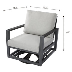 Elementi Laguna Aluminum Swivel Glider Chair - Wicker Armrests OS2506W