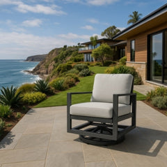 Elementi Laguna Aluminum Swivel Glider Chair - Wicker Armrests OS2506W