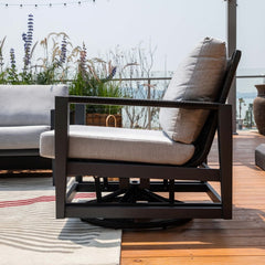 Elementi Laguna Aluminum Swivel Glider Chair - Wicker Armrests OS2506W