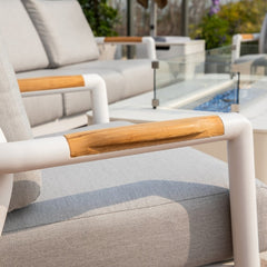 Elementi Santorini Aluminum Lounge Chair Teak Armrests OS2501S