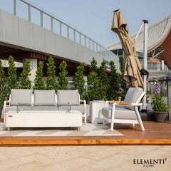 Elementi Santorini Aluminum Lounge Chair Teak Armrests OS2501S